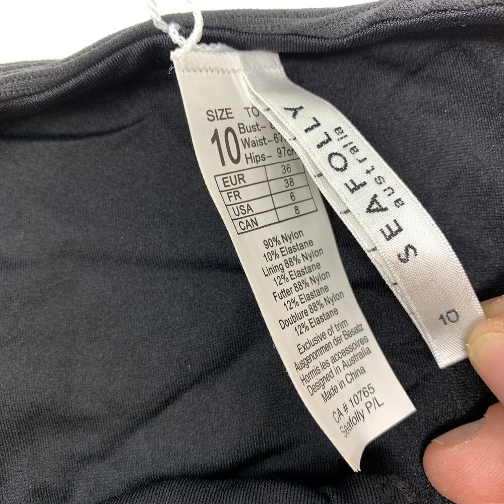 Seafolly Bikini Set Womens US 6 Black Textured Bandeau High Cut NWOT - Picture 2 of 6